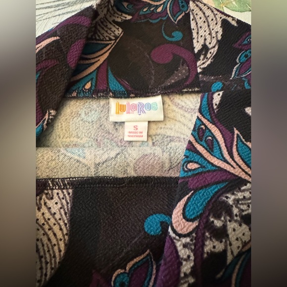 Cassie LuLaRoe Black and Purple Patterned pencil Skirt - Picture 2 of 6
